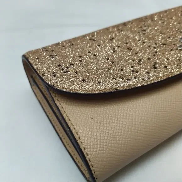 Coach Gold Leather Glitter Credit Card Bifold Wallet - Picture 16 of 16